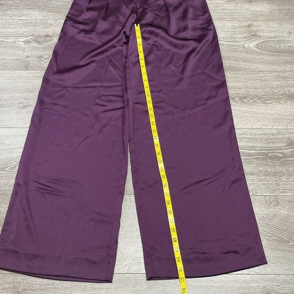 NWT Banana Republic Satin Wide Leg High Rise Trouser Pants Plum Purple 0 - Picture 10 of 16